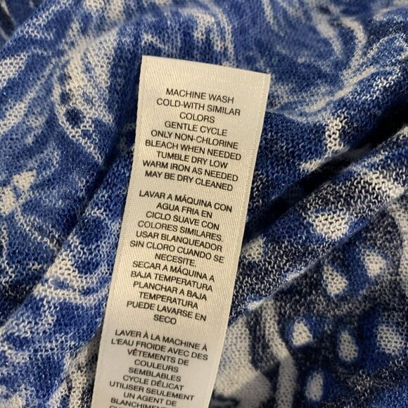 Chicos Womens Cardigan Sweater 1 M Paisley Blue White Waterfall Lightweight Boho - Picture 9 of 14